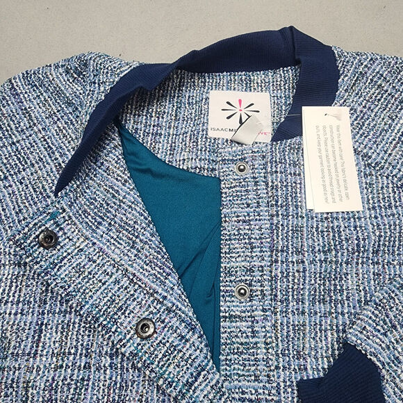 Isaac Mizrahi Live! Women's Boucle Tweed Bomber Jacket Royal Navy Sz L - NEW - Picture 6 of 7